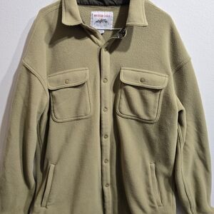 American Eagle Men's Large Tall Shacket Fleece Jacket Olive WARM Clean!